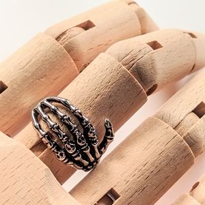 Stainless steel Grim Reaper hand skull ring 9.75